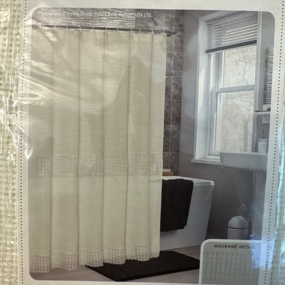 Renaissance‎ Home Fashion Hayden Shower Curtain Macrame Bands 70